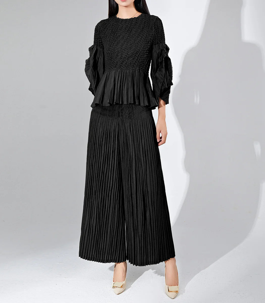 Pleated Fuzzy-Trim Mermaid Stretch Set