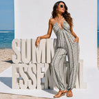 Halter Neck Wide-Leg Jumpsuit in Tropical Print