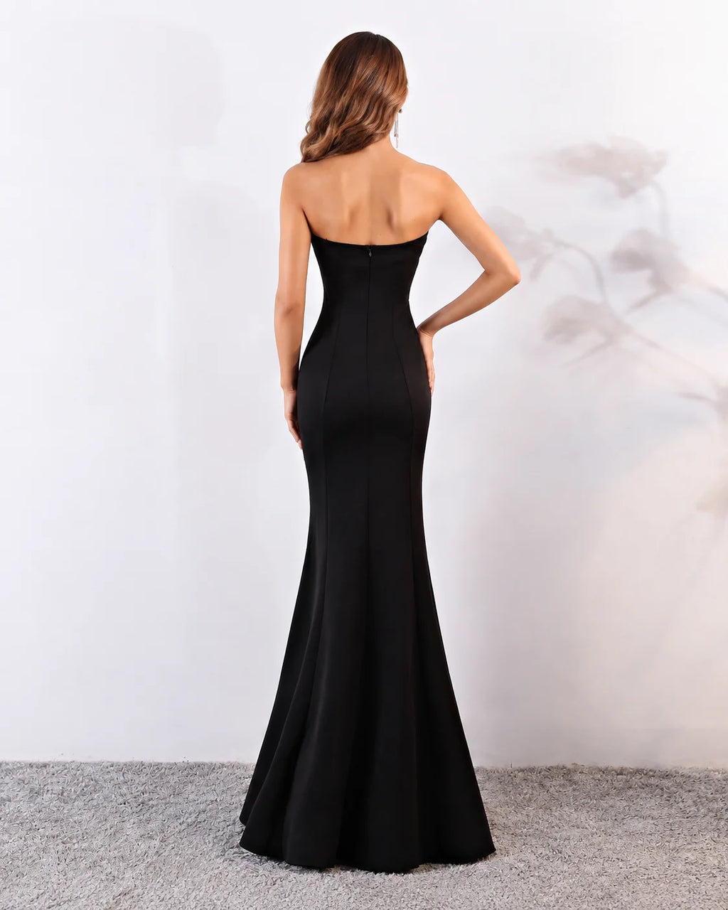 Strapless Bow Detail Satin Mermaid Evening Gown | Oyese