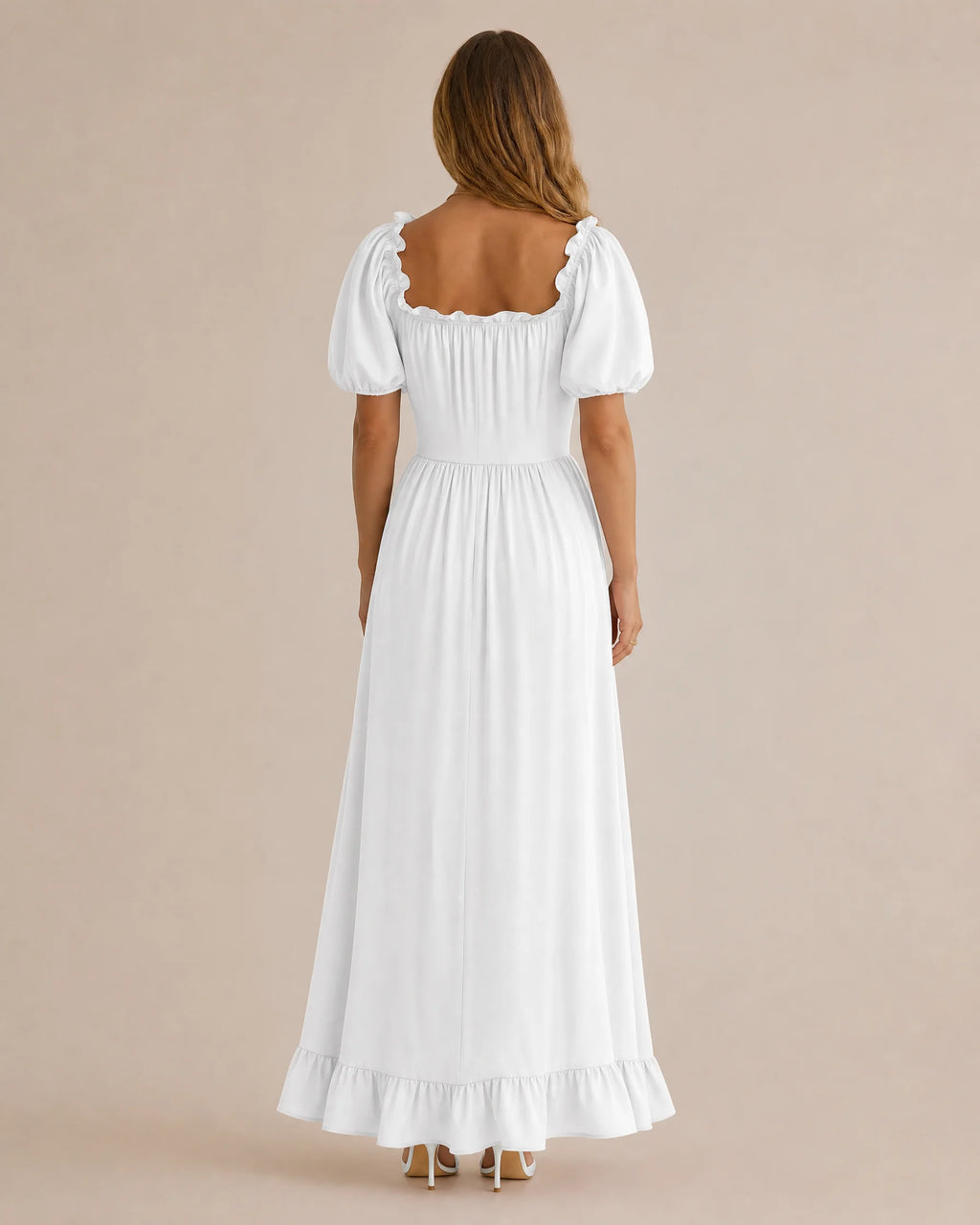 Off-Shoulder Corset Puff Sleeve Ruffle Maxi Dress – Renaissance Style | Oyese