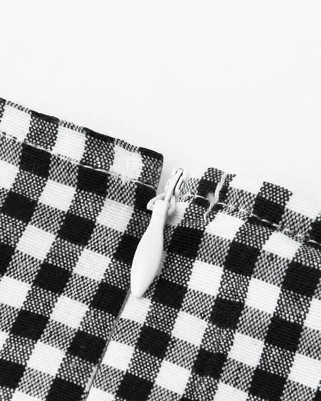 V-Neck Button Front Gingham Fitted Mini Dress | Oyese