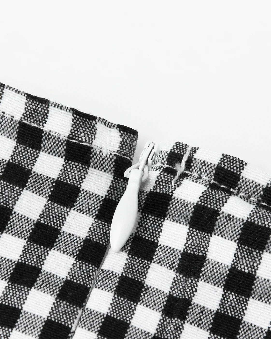 V-Neck Button Front Gingham Fitted Mini Dress | Oyese