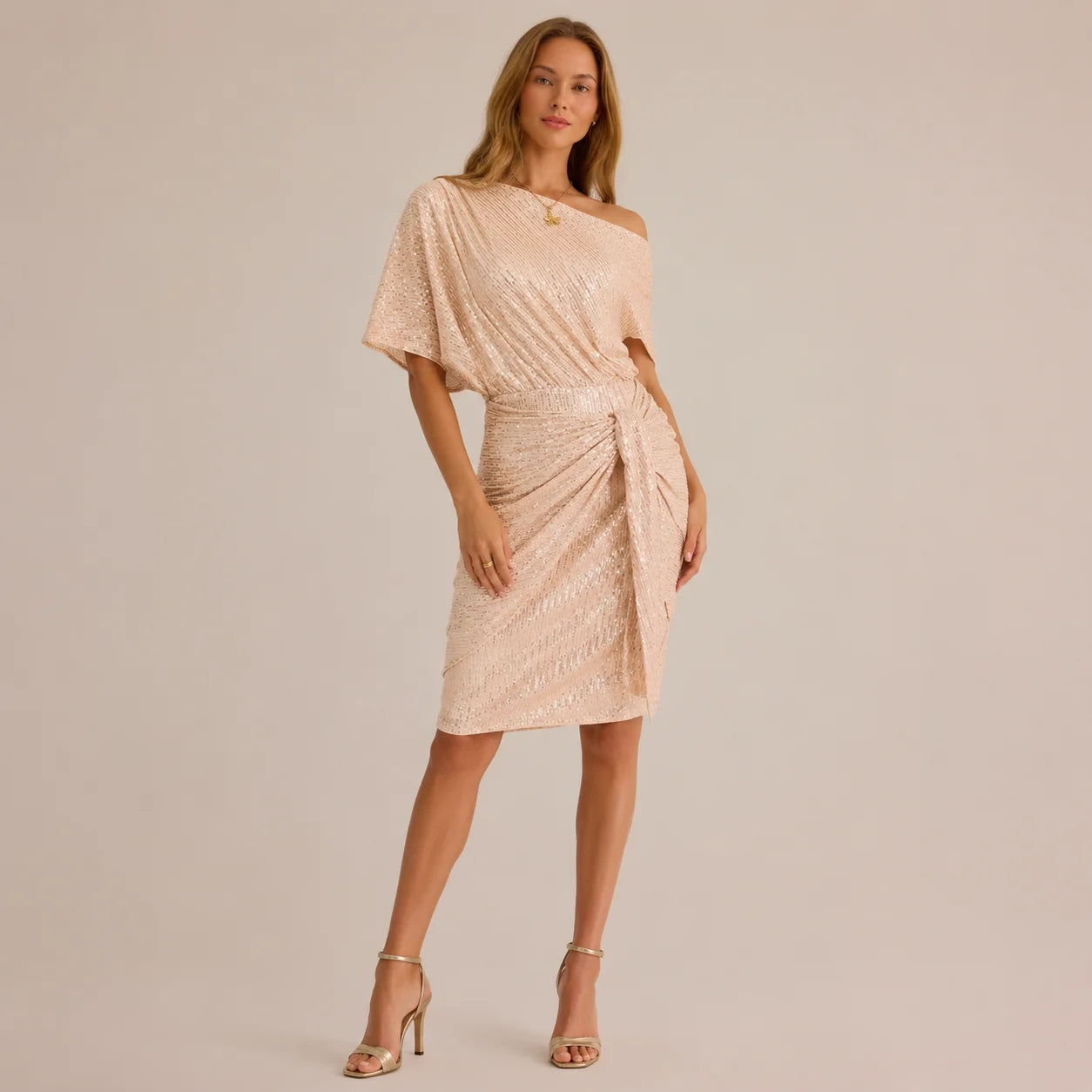 One Shoulder Sequin Ruched Cocktail Dress – Evening Party Glam | Oyese