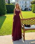 Sweetheart Boned Corset Bodice Gathered Chiffon Maxi Dress | Oyese
