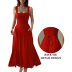 Women's Casual Sleeveless Square Neck Long Dress