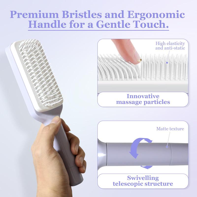 Self-Cleaning Retractable Hair Brush