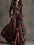 Women's Tartan Plaid Maxi Shirt Dress