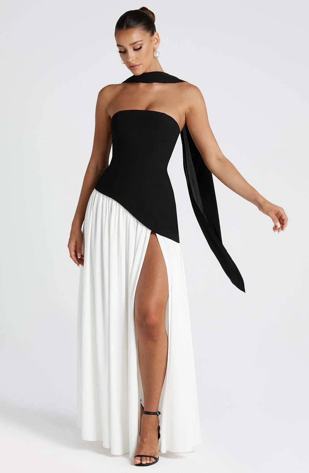 Women's Strapless Cape Halter Maxi Dress
