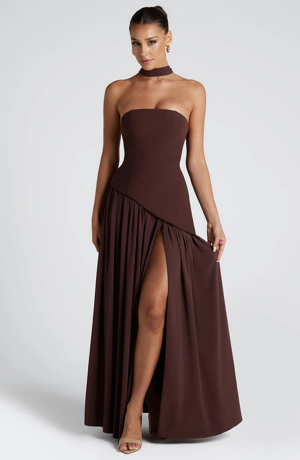 Women's Strapless Cape Halter Maxi Dress
