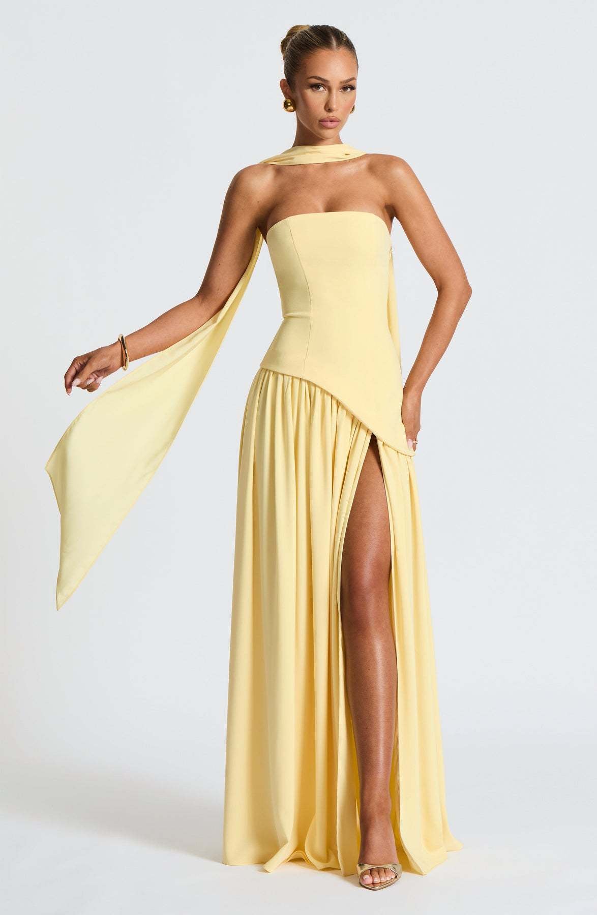 Women's Strapless Cape Halter Maxi Dress