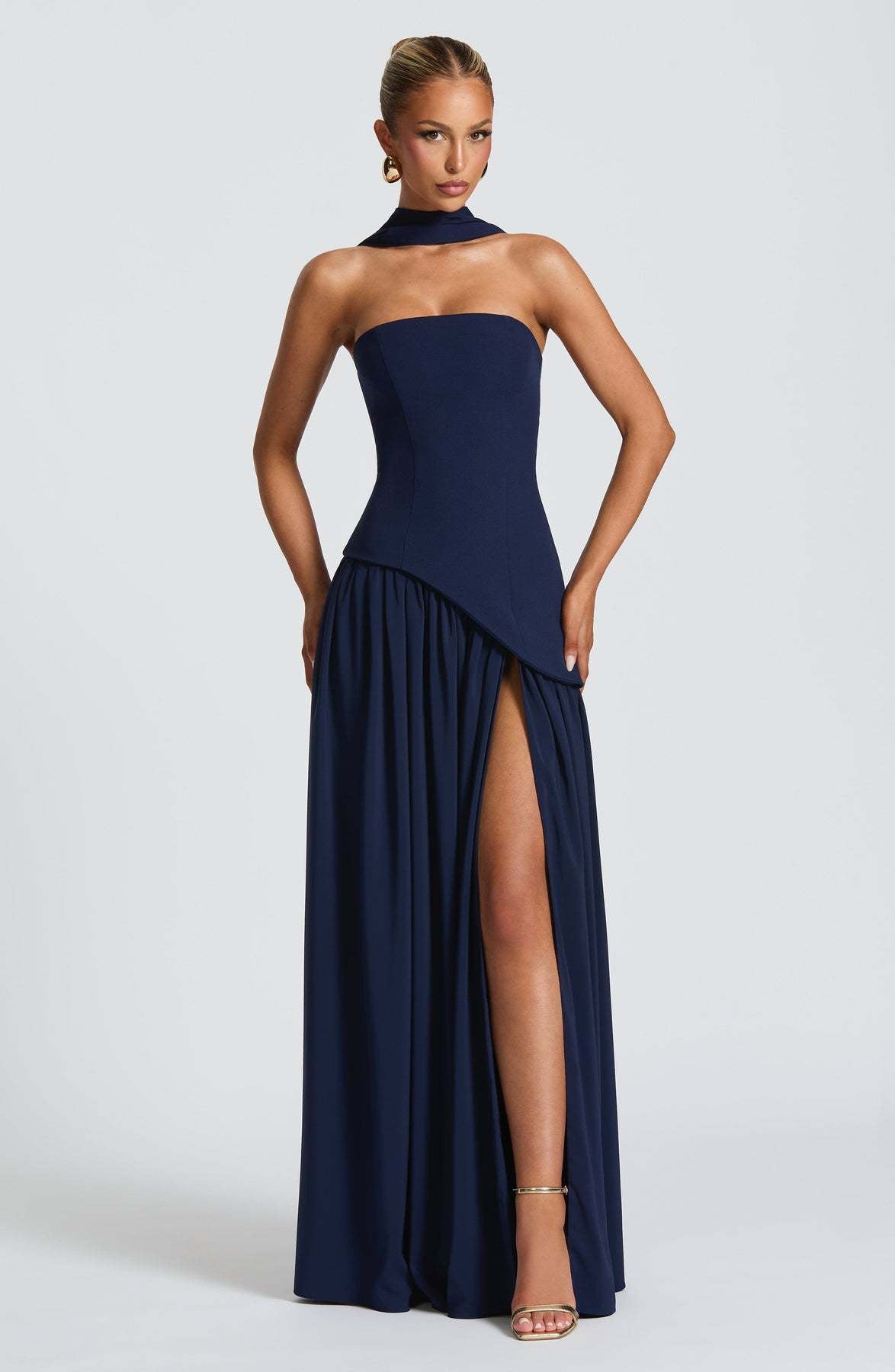 Women's Strapless Cape Halter Maxi Dress