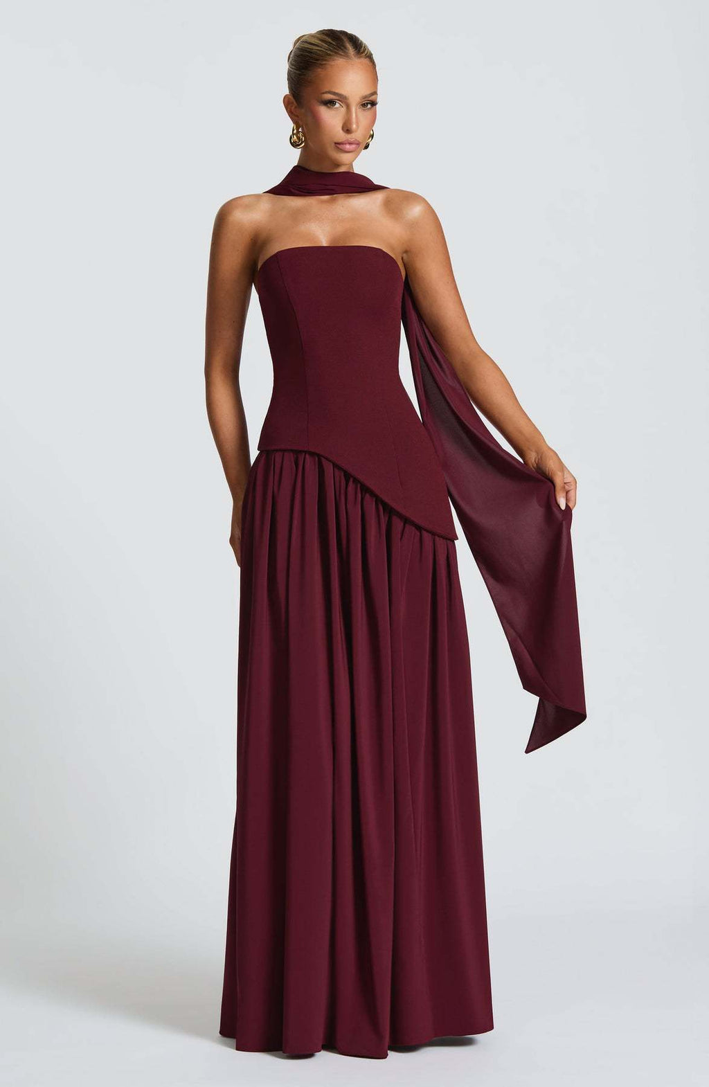 Women's Strapless Cape Halter Maxi Dress