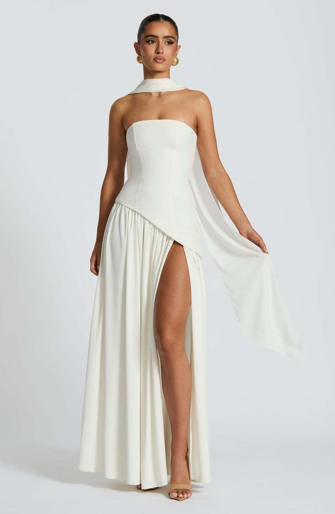 Women's Strapless Cape Halter Maxi Dress