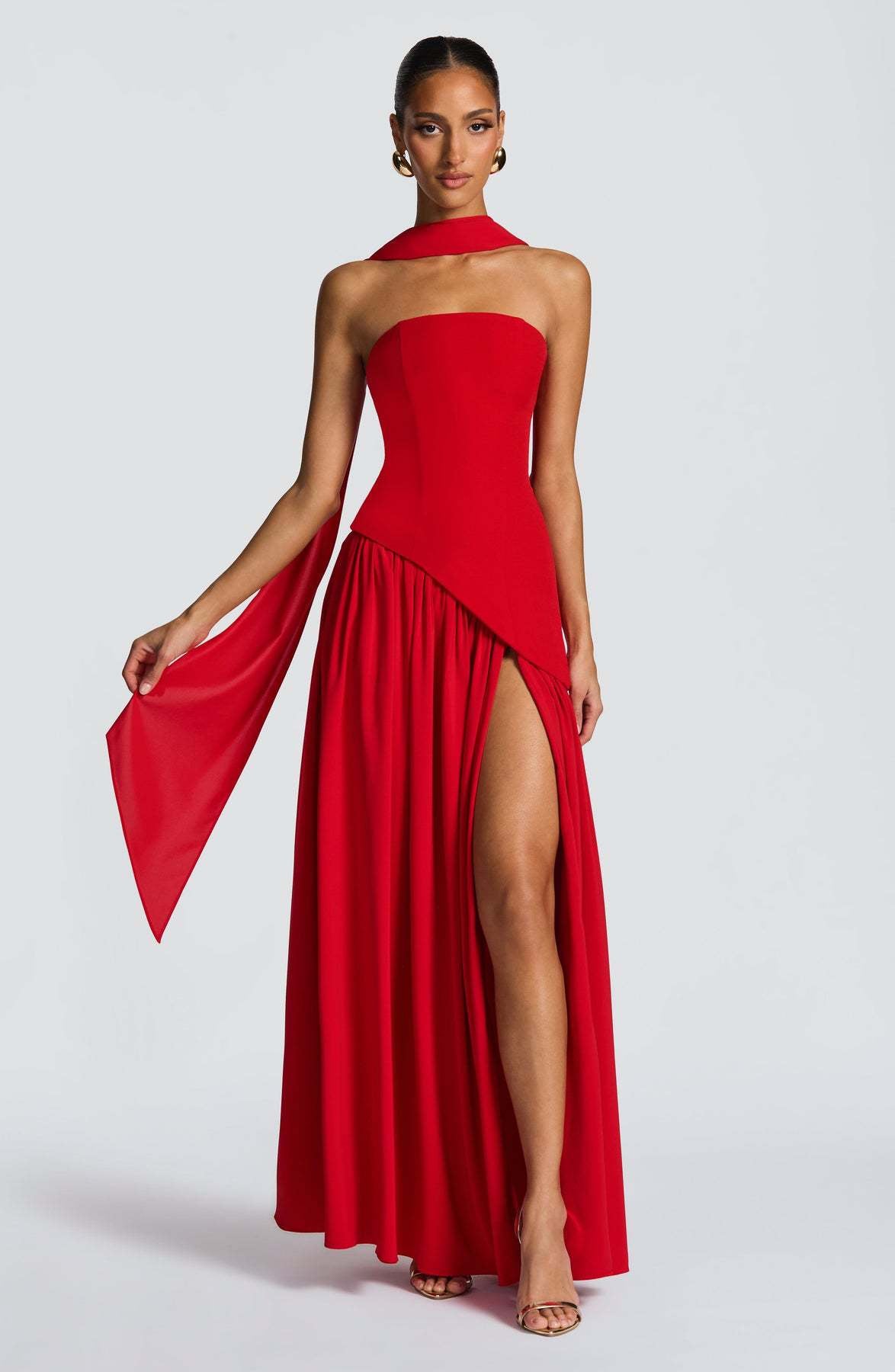 Women's Strapless Cape Halter Maxi Dress