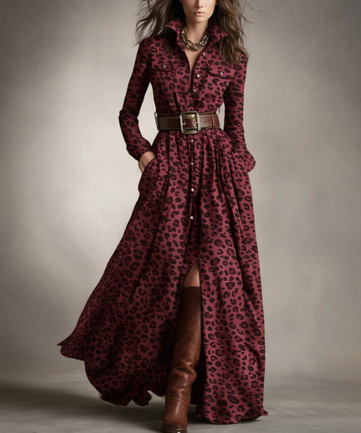 Women's Tartan Plaid Maxi Shirt Dress