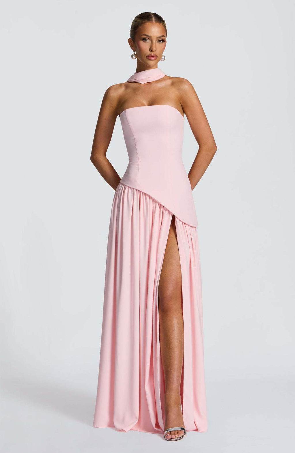 Women's Strapless Cape Halter Maxi Dress