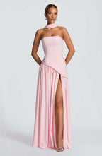 Women's Strapless Cape Halter Maxi Dress