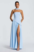 Women's Strapless Cape Halter Maxi Dress