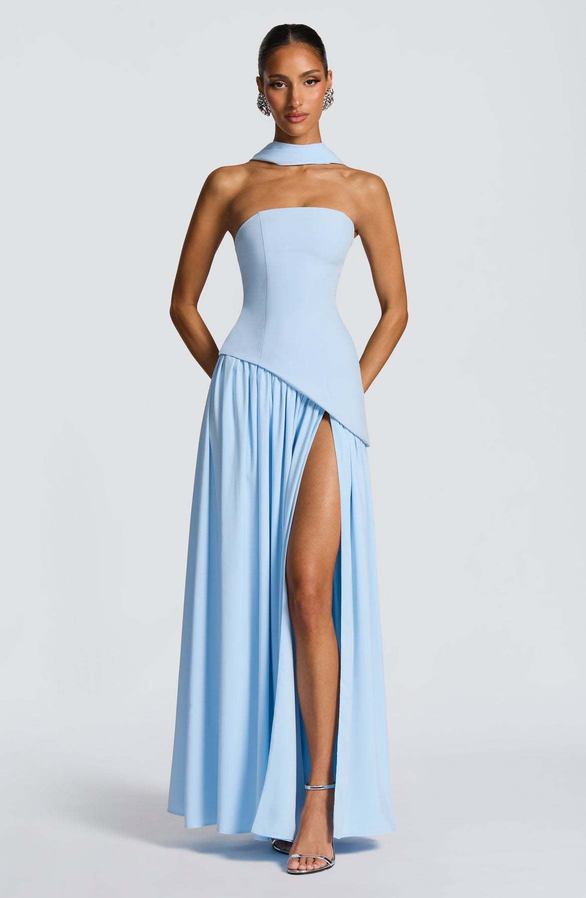 Women's Strapless Cape Halter Maxi Dress