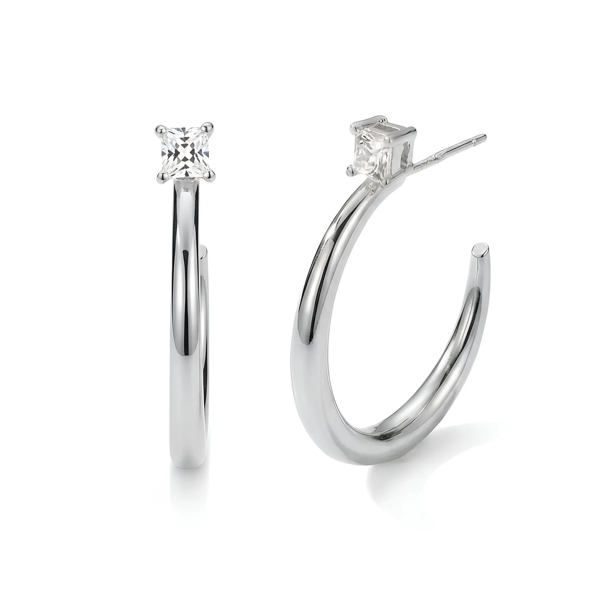 14K Gold & White Gold Plated Hoop Earrings