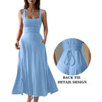 Women's Casual Sleeveless Square Neck Long Dress