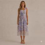 3D Floral Embroidered Tulle Mini Dress – Bow Strap Sweetheart Party Dress | Oyese