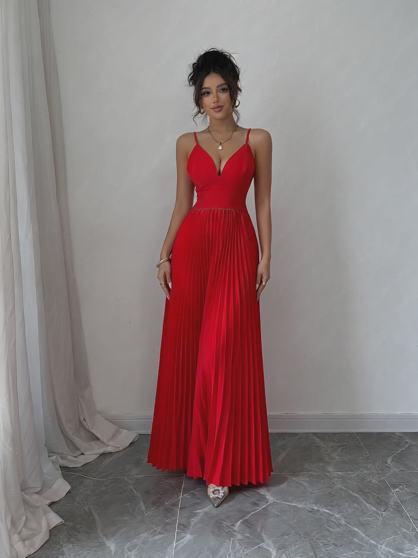 V-Neck Lace Appliqué Mermaid Gown – Spaghetti Strap Bridal Formal Dress | Oyese